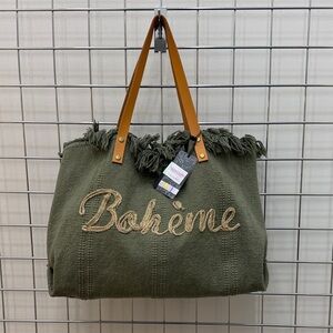 Boheme Olive Tote with Leather Straps